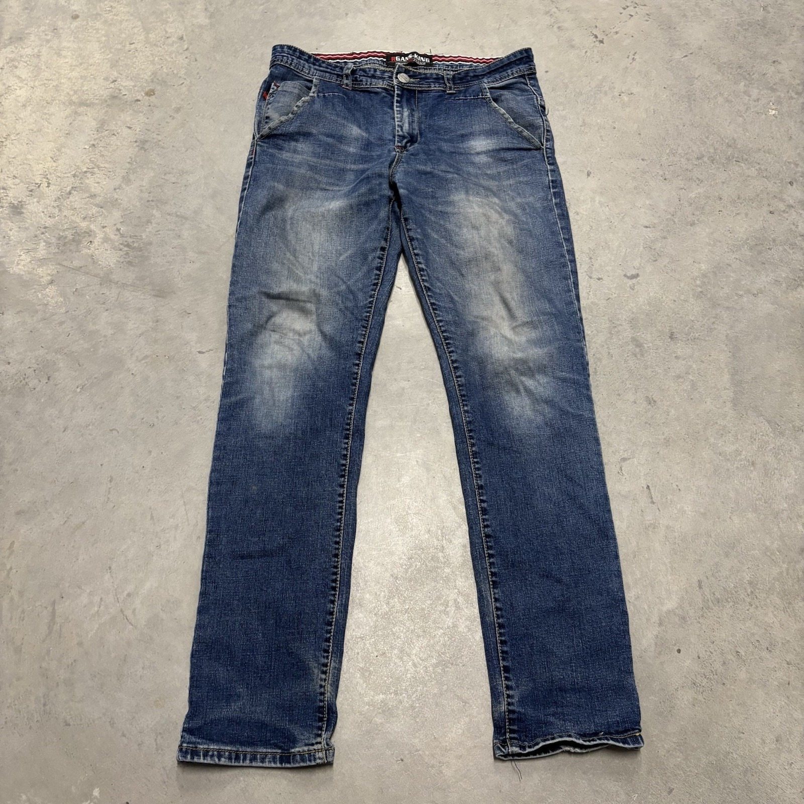 Rgans-King Men's Jeans Blue Demin Size 33x31 Distressed Straight